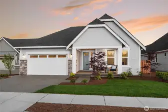 Great farmhouse style and large country porch. All pictures are of model home.  Layout is the same, but materials and colors will vary.