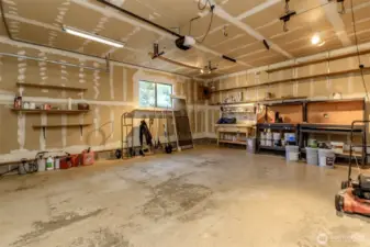 Garage interior with work space