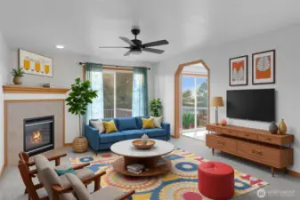 Virtually staged living room