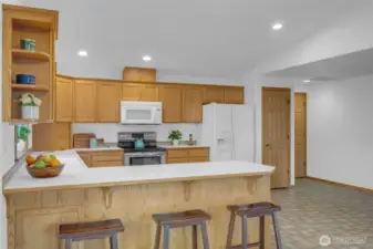 Counter seating in dining room