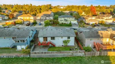 Aeriel view of the back of the home