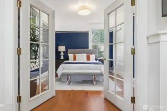 French Doors open onto the Living Room