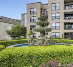 Enjoy the sound of the  fountain from the private patio.