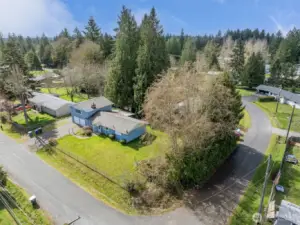 View of the large corner lot.