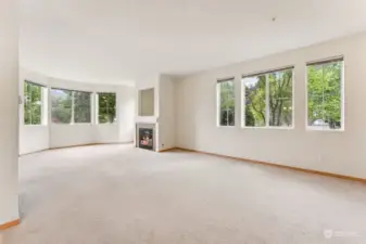 Family room with cozy gas insert for the hollidays.