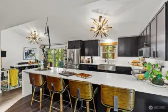 oversized island eating space in kitchen.