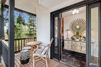 long front porch with views of mountain range