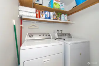 Laundry with lots of storage.