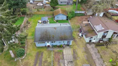Shop in back is a 480sf Detached Garage, home is situated at the end of a paved cul-de-sac, and property is fully fenced.