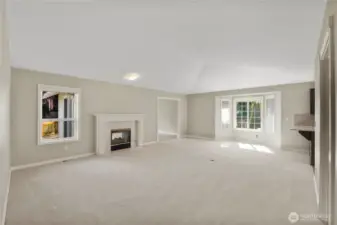 Large living room with see thru fireplace