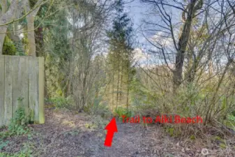 Trail to Alki Beach just steps from your front door