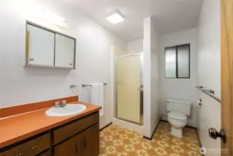 Lower level, 3/4 bathroom. Vintage charm abounds.