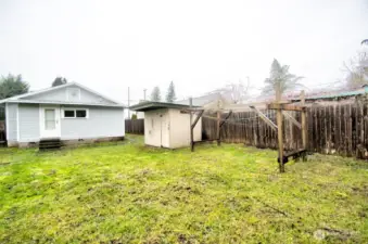 Good-sized back yard; fully-fenced with shed and garden space.