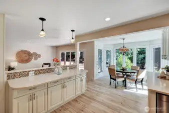 There is a picturesque breakfast area overlooking the back yard.