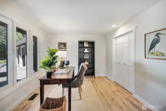 Versatile room on the main floor can be used as a guest bedroom.