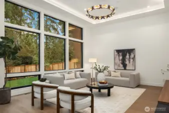 The main living room features 13' ceilings!