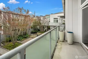Balcony overlooking courtyard