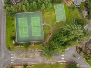 Amenities include a sport court, tennis courts and a playground!