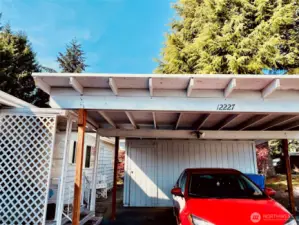 Car Port Parking - Storage/Gardening Shed behind
