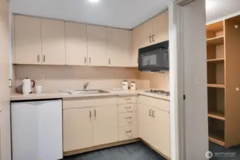 A look at the kitchenette and walk-in closet in the lower level bedroom.