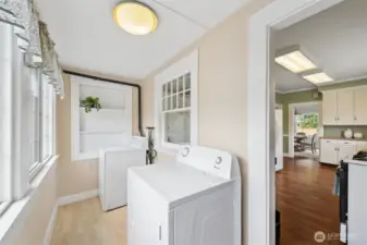 The laundry room creates a great drop zone to come in out of the yard.