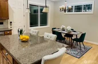 Large island, granite counter top