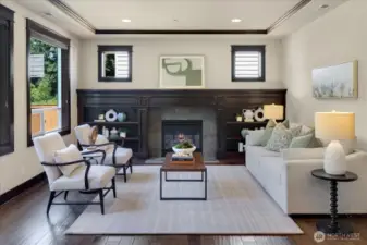 Here's the family room. There is TV connections behind the picture.