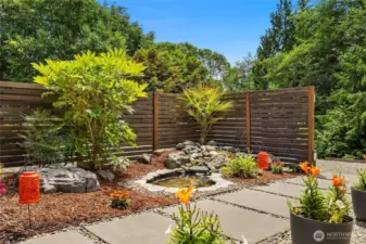 One of two pond water features on this property. Everywhere you turn, you will see thoughtfully designed landscaping.