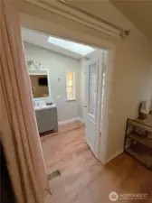primary full bathroom entrance french doors