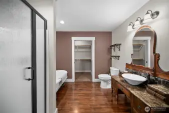 Primary bath and walk-in primary closet