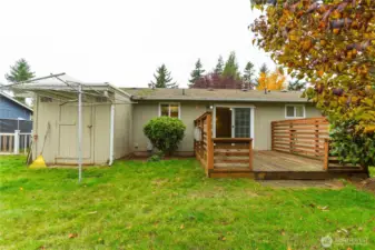 Storage area for garden tools.