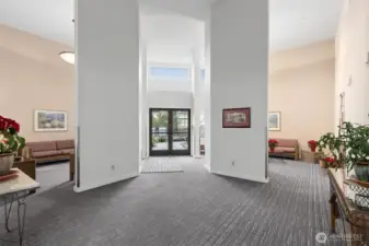 The lobby is spacious and faces the west side of the building. Head out the door and walk a block to the Northgate shopping area, or three more easy blocks to the light-rail, and bus transfer stations. The city awaits!
