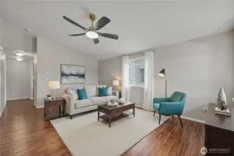 Virtually staged living room