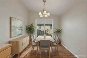 Virtually staged dining area