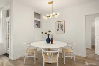 Dining area as well as kitchen eating space.