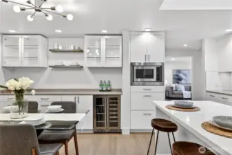 The wine fridge is brand-new and a lovely addition to this incredible kitchen.