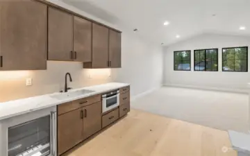 Upper level family room with Kitchenette