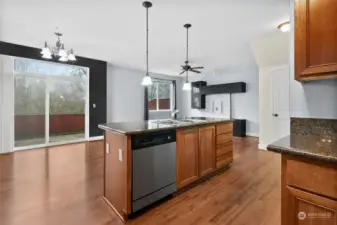 Kitchen has a open floor plan.