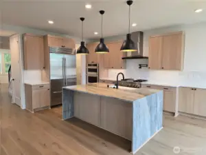 Gourmet Kitchen with Quartzite Island, and Designer Pendants