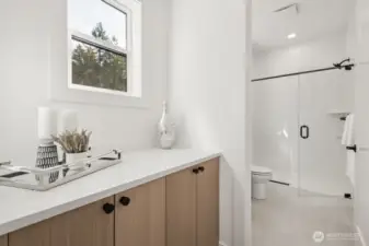 Upstairs bedroom with private shower bathroom
