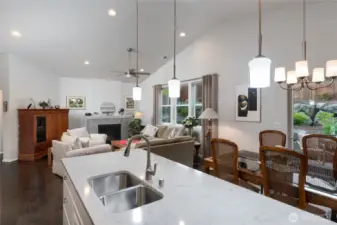 Slab granite countertops.