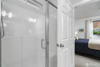 Walk in primary bathroom shower.