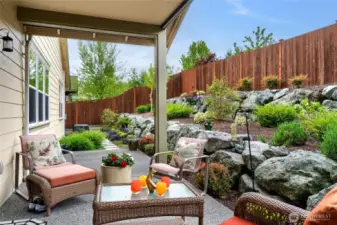 Easy to maintain backyard that is all fenced.