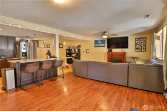 Lower living area, Gas fireplace is ventless.