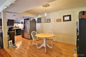 Open kitchen and dining.