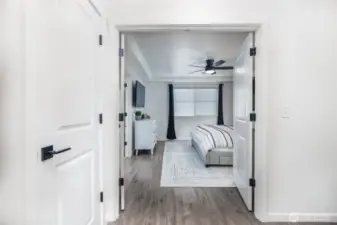 Primary suite entry through French doors