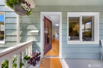 The classic and inviting covered front porch