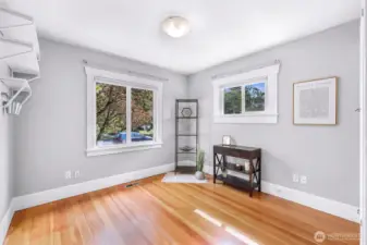 Old Growth Dog Fir flooring in the bedrooms and hall