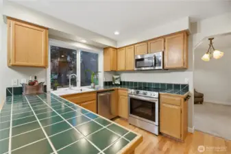 Large window over the sink brings in beautiful natural light plus stainless steel appliances for every day convenience.