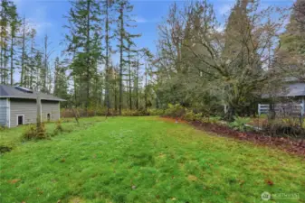 Large fenced area. You could use this for any number of things, including a large dog run.